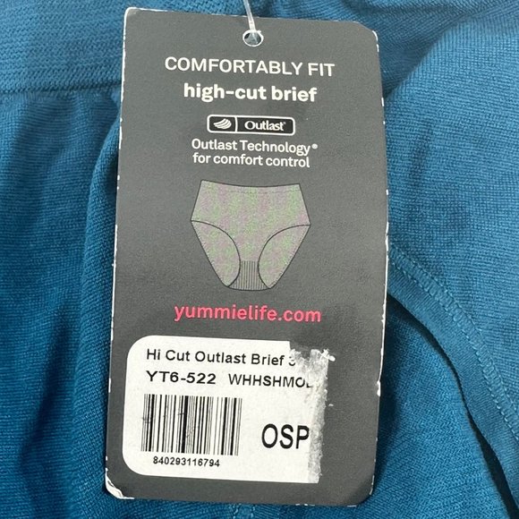 Yummie Women's One Size Fits Small To XL Panty Brief Hi Cut Outlast Blue New - Picture 5 of 8